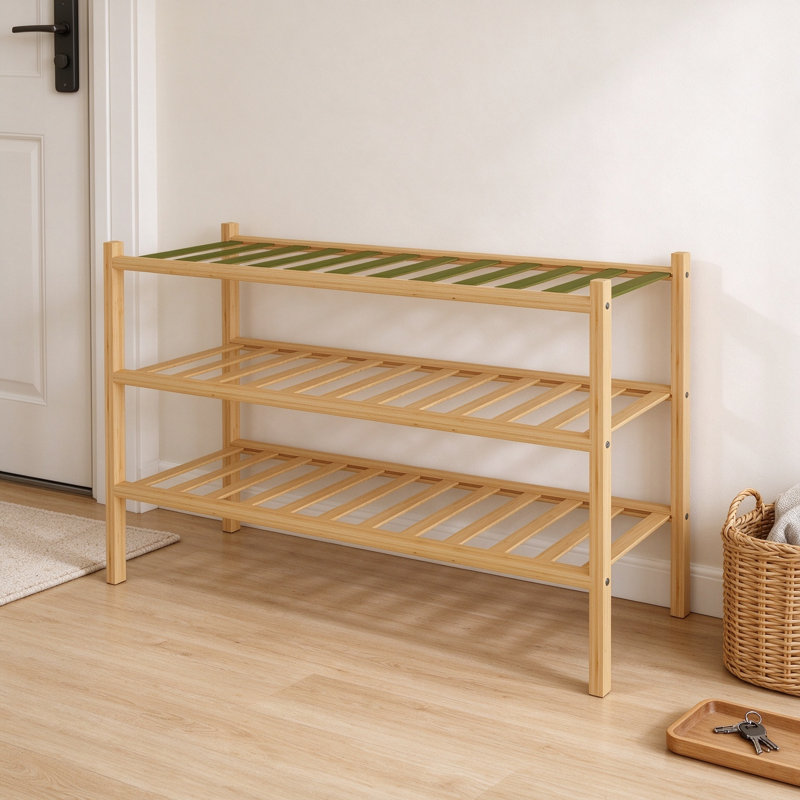 Étagère à chaussures en bambou avec étagère à chaussures et rangement à chaussures