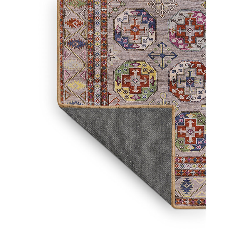 Tapis géométrique brun / gris / bleu, Rectangle 6 pi x 9 pi
