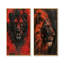 Ensemble de 2 pièces d'art mural noir et rouge avec astrologie du Royaume de Lion I-1301947904-1301947919-1301947928