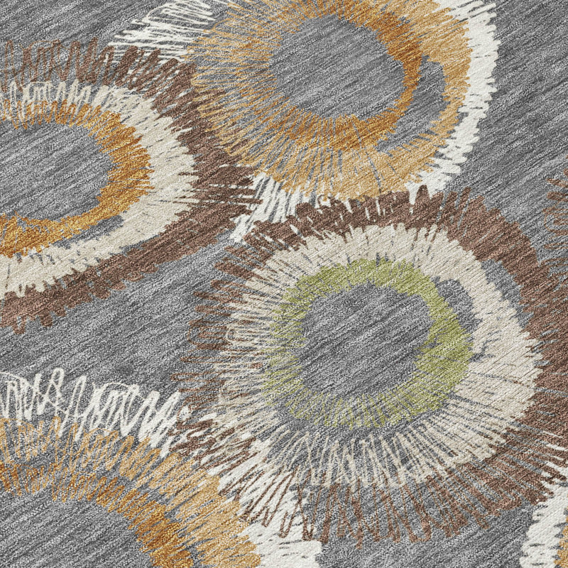 Machine Washable Indoor/Outdoor Huseby ACN2278 Geometric Rug, Rectangle 1'8" x 2'6"