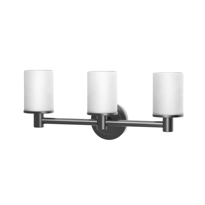 Latitude II Wall Mounted 3-Light Fixture with Frosted Shades / Triple Sconce, Matte Black