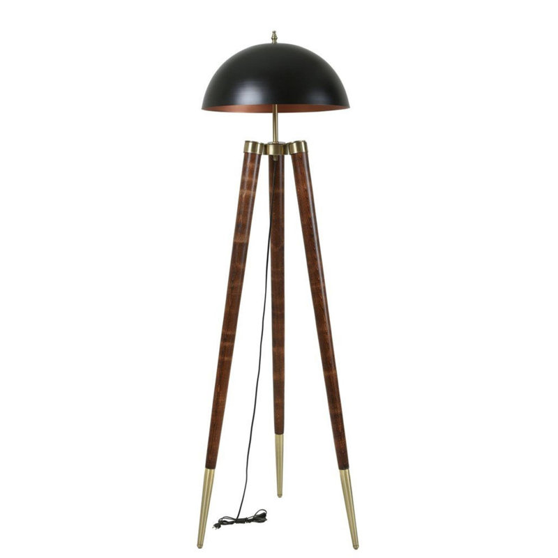 Luro Elegant Floor Lamp with Hornbeam Body, Black & Walnut Finish, 64.9 in Height | E27 Socket, Max 60W | Durable Metal Cap, Electrostatic Oven Dried Paint | Chic Lighting for Living Room & Bedroom Decor