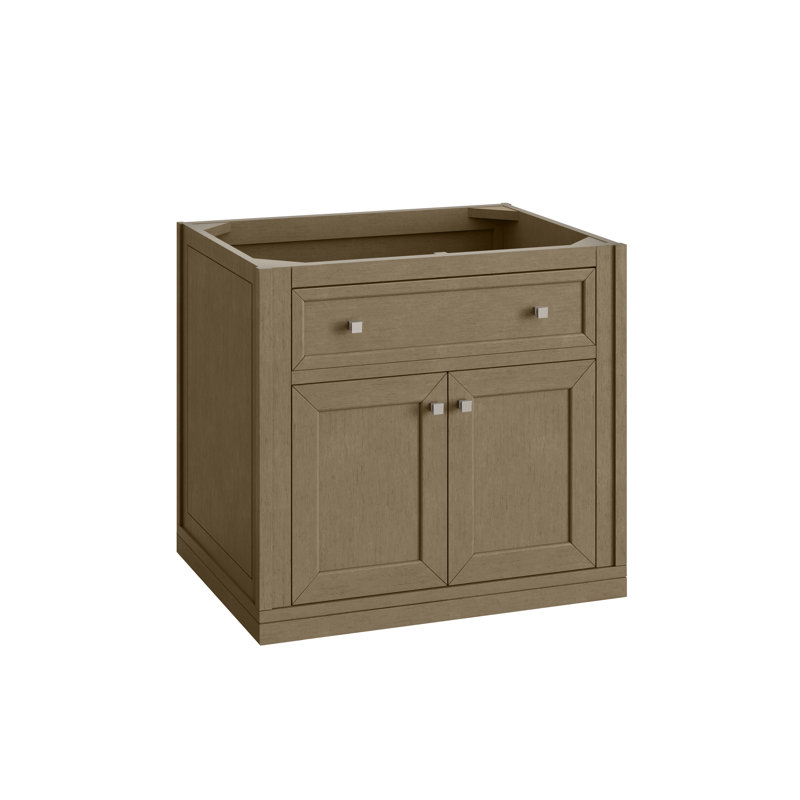 Base de meuble-lavabo simple l 30 po Chicago, Noyer murmure, Nickel satiné