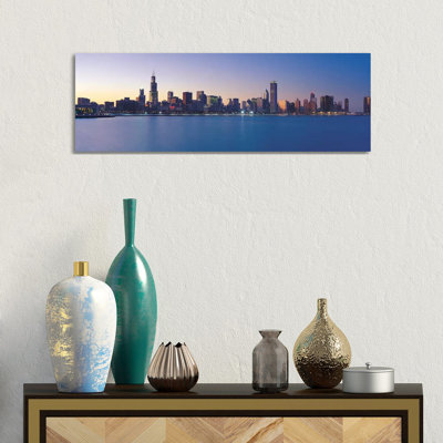 Chicago Skyline Cityscape - Wrapped Canvas Panoramic Print