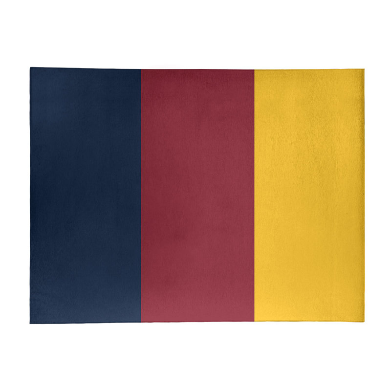 Tapis bleu/jaune/rouge rayé, Rectangle 8 pi x 10 pi