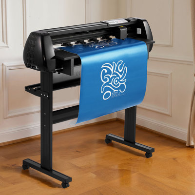 Machine de découpe de vinyle, largeur d'alimentation maximale de 34 pouces, deux pales, force et vitesse réglables, affichage à DEL, imprimante de découpe de vinyle avec logiciel Signmaster pour compatible avec Windows et macOS