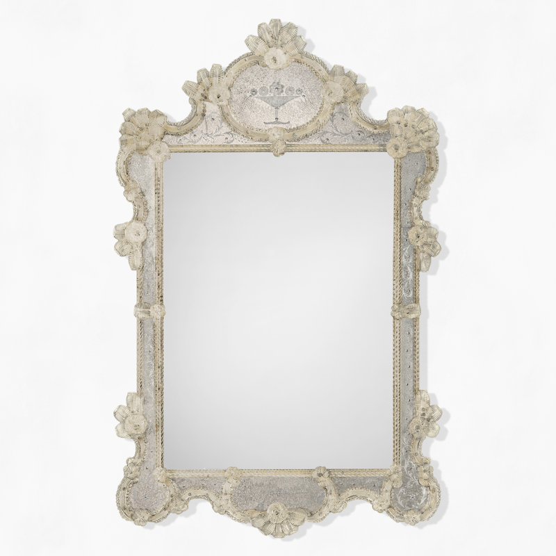 Louis Glass Wall Mirror, 48" x 31", Antique