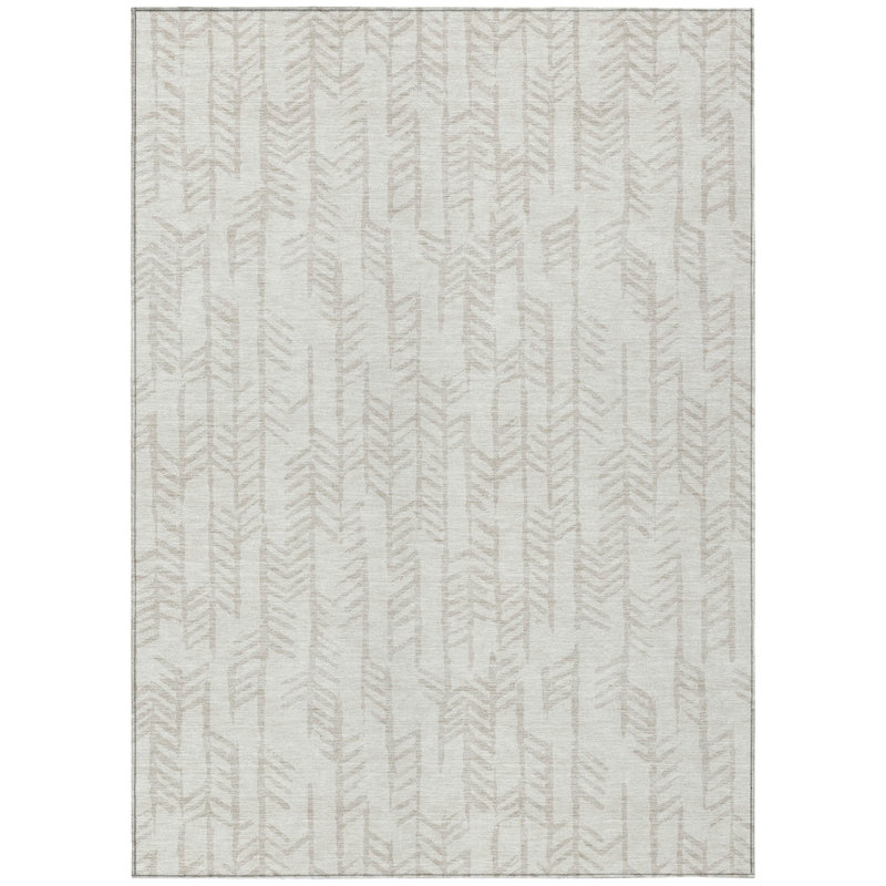 Tapis intérieur lavable 9 pi x 12 pi ivoire et beige Tribal