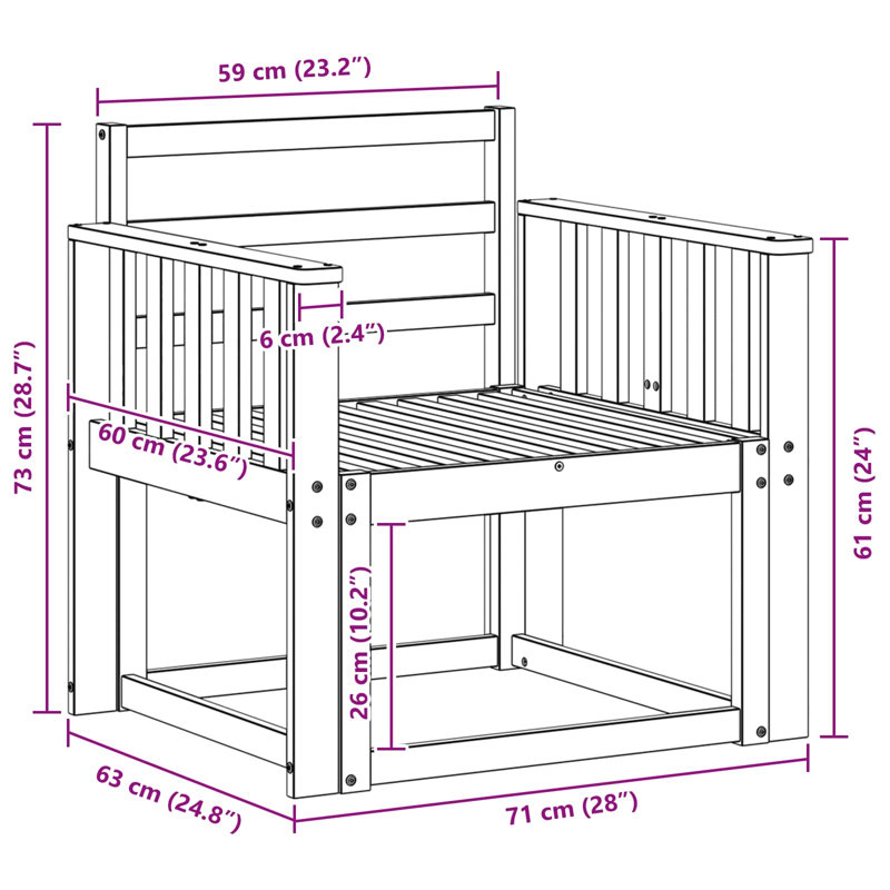 71cm Wide Patio Sectional Set