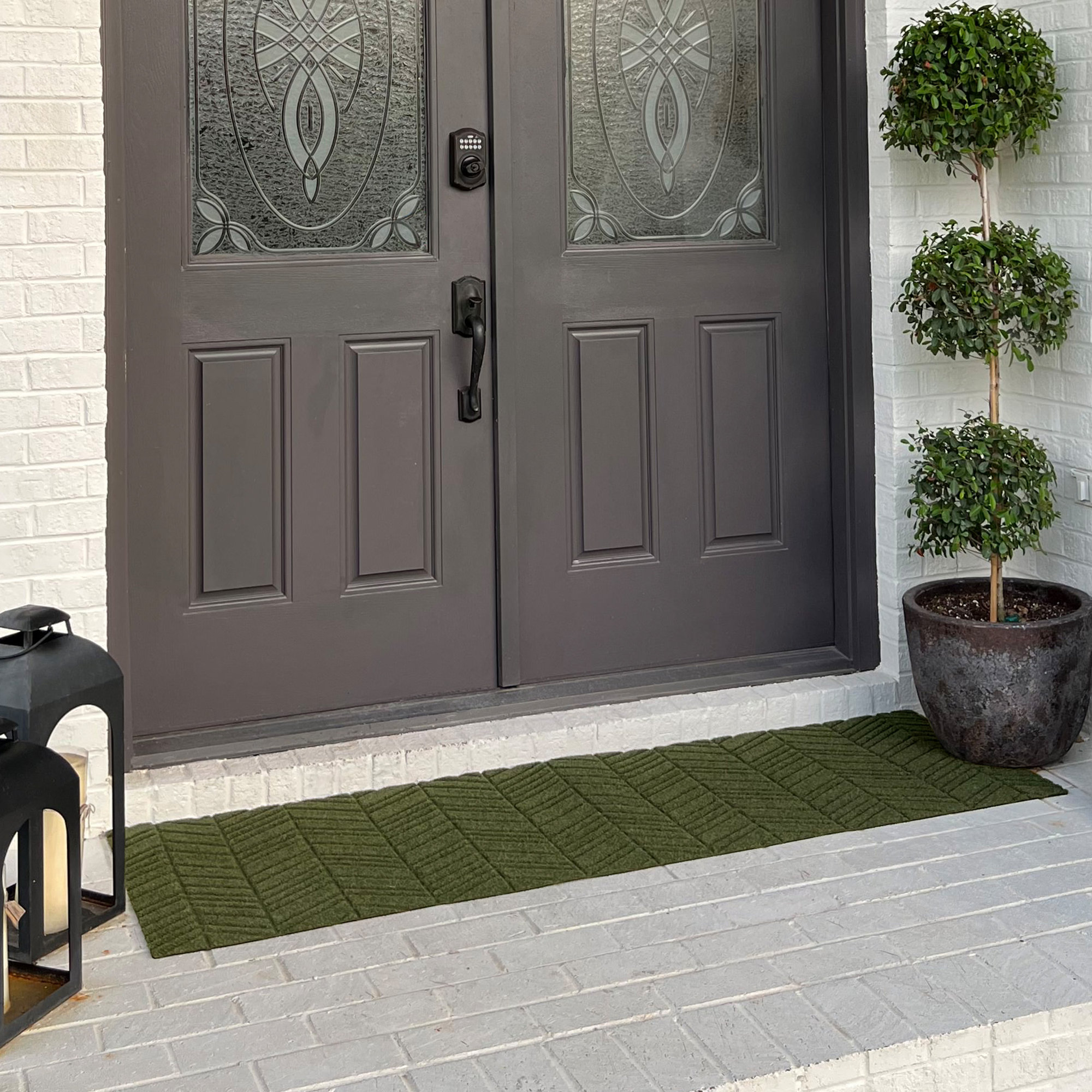 WaterHog Luxe In Vein Non-Slip Indoor/Outdoor Door Mat, 21.5" W x 70" L, Olive