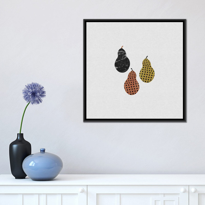 «Scandi Pears», impression sur toile, H 18 po x l 18 po x P 1,5 po, Toile avec cadre noir, Pas de tapis
