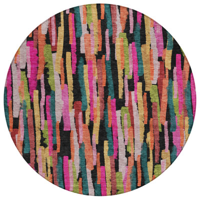 Machine Washable Indoor/Outdoor Chayil ACN1079 Pink Rug