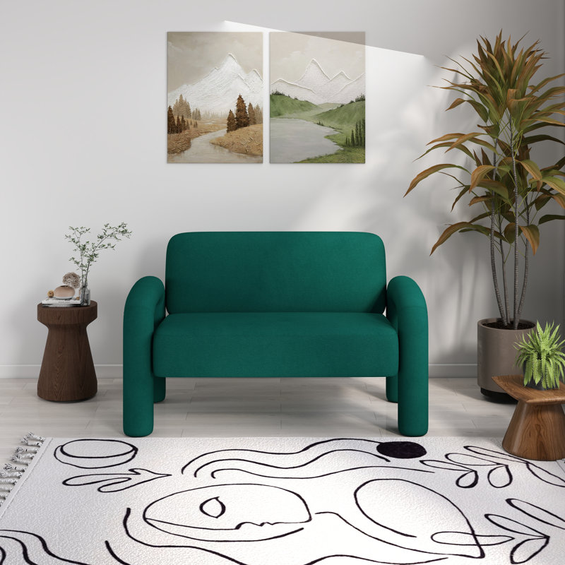 Iryanna Velvet 2-seat Upholstered Loveseat, Deep Green