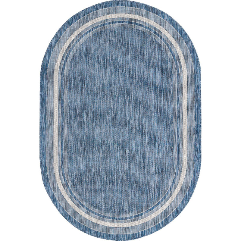 Tapis intérieur / extérieur Sevinc, Ovale 5 pi x 8 pi, Blue