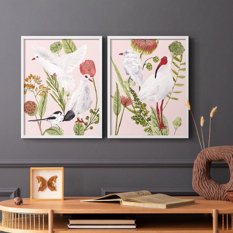 «Birds in Motion I», reproduction encadrée de qualité supérieure - prête à être accrochée - aucun clou requis - aucun clou requis