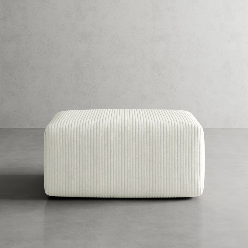 Berlare Upholstered Beige Corduroy Modular Singler Ottoman – Fully Compressed, No Assembly Required, Beige