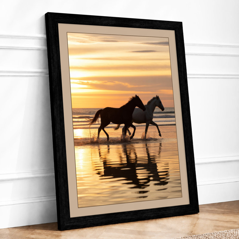 Rider At Dawn Coastal - Print, A2 - 59.4 x 42.0 cm, Black