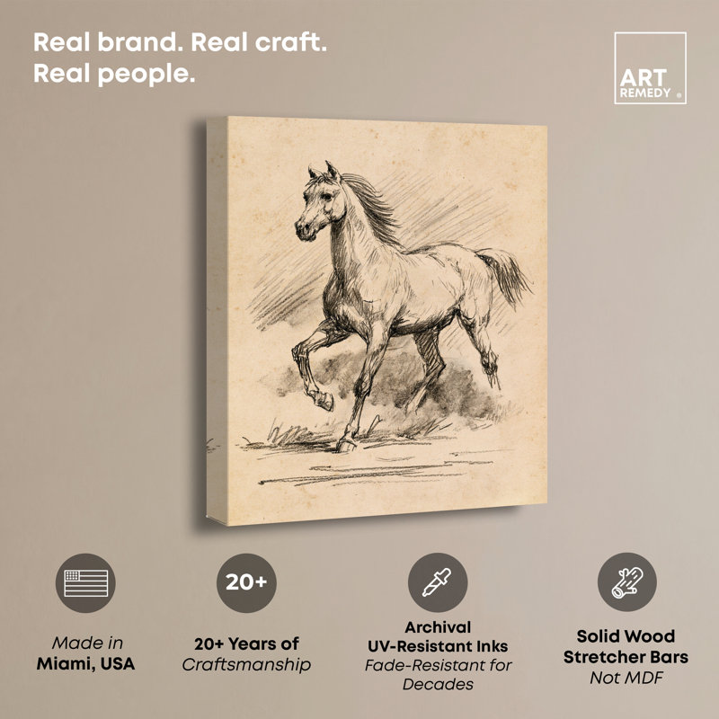 Impression sur toile Dynamic Trot I, art mural de ferme par, H 45 po x l 36 po, Toile tendue avec châssis