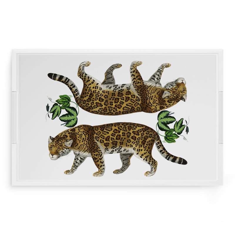 Leopard Seeing Double Acrylic Rectangle Decorative Tray , White, 22.5"W x 14.5"D x 2"H