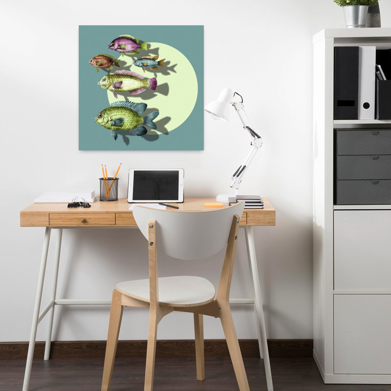 Contemporary Art Modern Surreal Vintage Fish Art, 18" H x 18" W