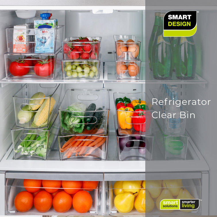 Boîte de rangement alimentaire empilable en plastique transparent,  organisateur de réfrigérateur avec poignée, garde-manger, organisateur