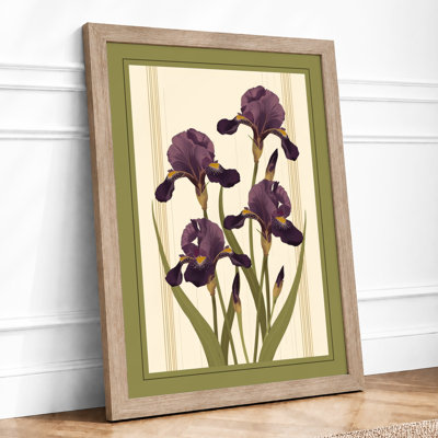 Purple Irises Study Botanical - Framed Print