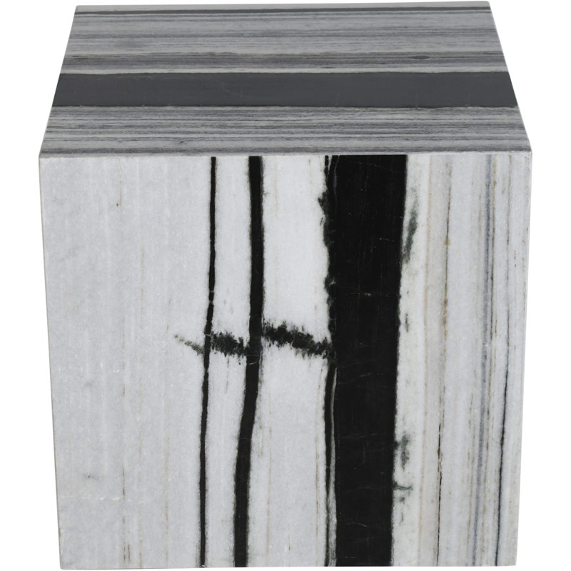 Abarca End Table, Black/White