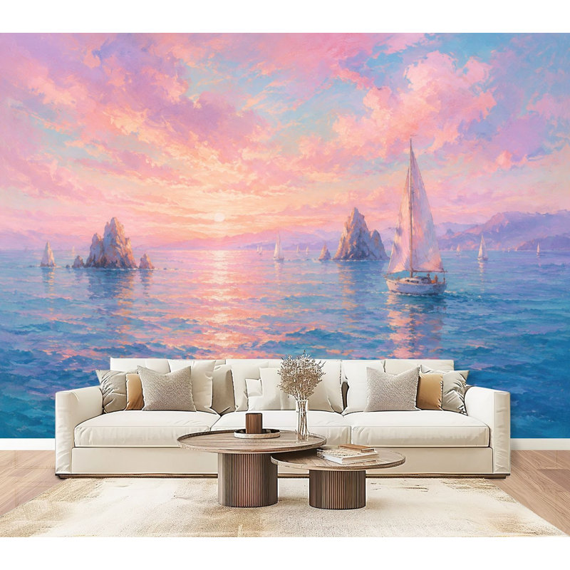 Papier peint adhésif Peel and Stick Serene Ocean, 96" L x 69" W