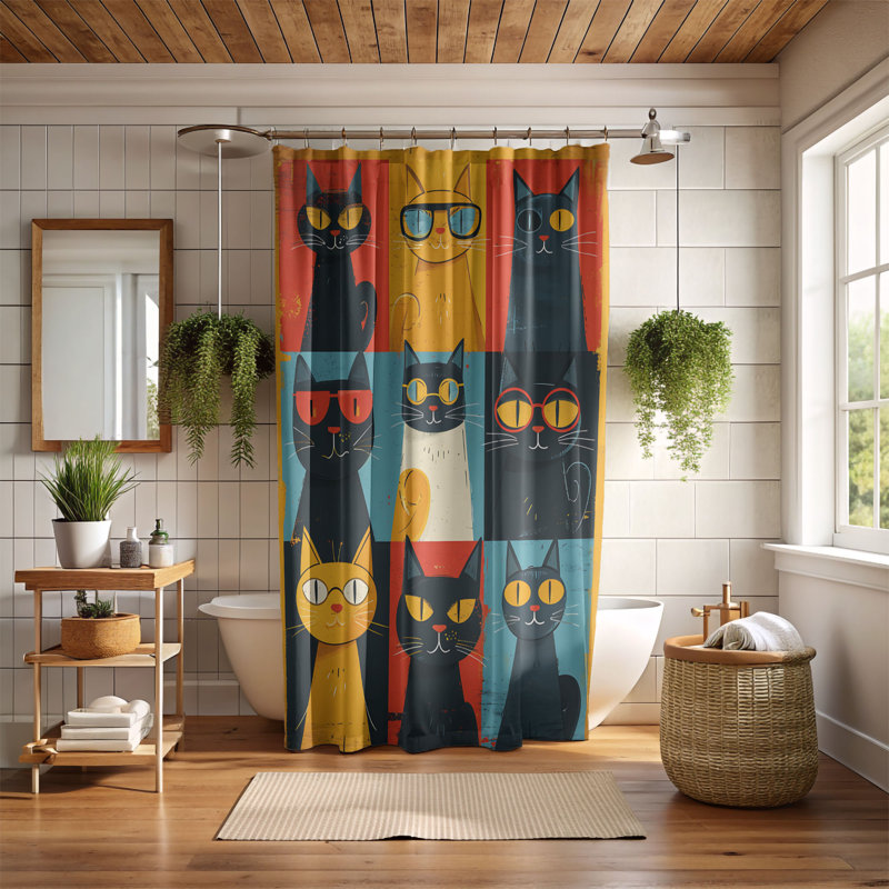 Whiskers on Canvas - Rideau de douche standard 1 pièce, H 74 po x l 71 po