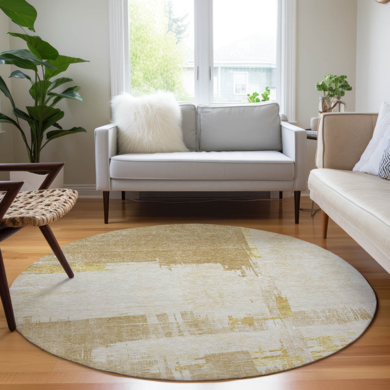 Kaylani Washable Abstract Indoor / Outdoor Rug, Round 8'