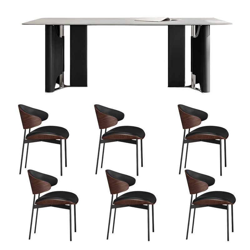 Ensemble de table rectangulaire moderne avec chaises, H 29,52 po x L 78,74 po x l 39,37 po