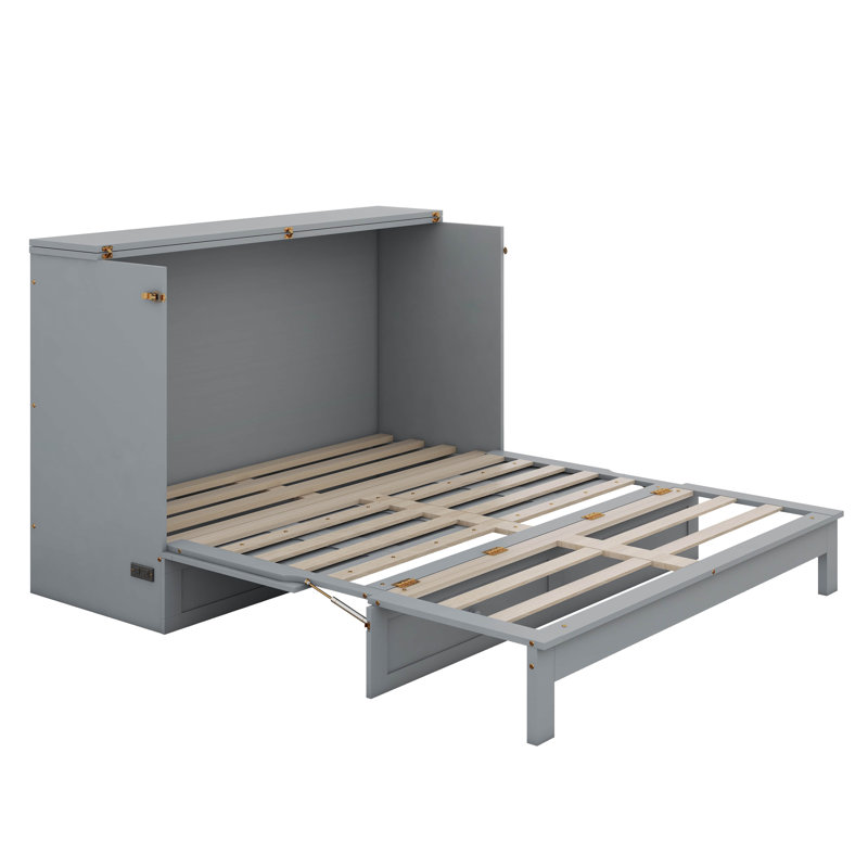 Murphy Bed With Large Drawers, White, Queen