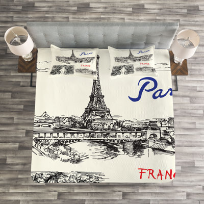 Eiffel Tower Bedspread Set with Shams
