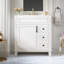 Meuble-lavabo de 30 po avec lavabo en céramique, meuble de salle de bain autoportant moderne avec 2 tiroirs et tablette réglable, meuble-lavabo de salle de bain de style français pour petits espaces-718481249