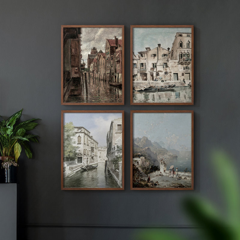«Vintage Landscape CLVII», ensemble de 4 encadrés, H 14 po x l 44 po
