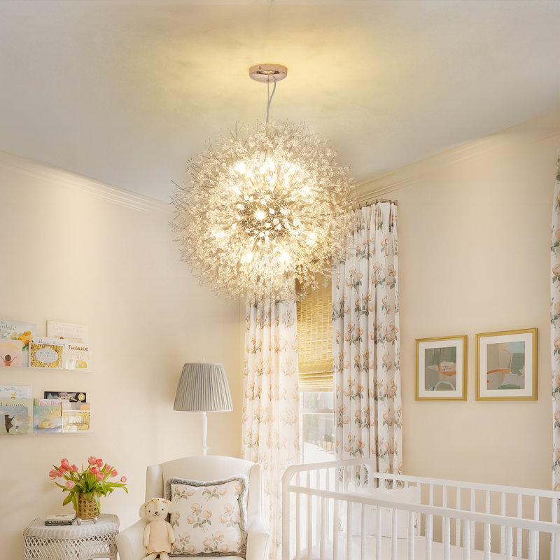 Dandelion 16-Light Sputnik Crystal Chandelier Starburst Sunburst Ceiling Lighting, Chrome