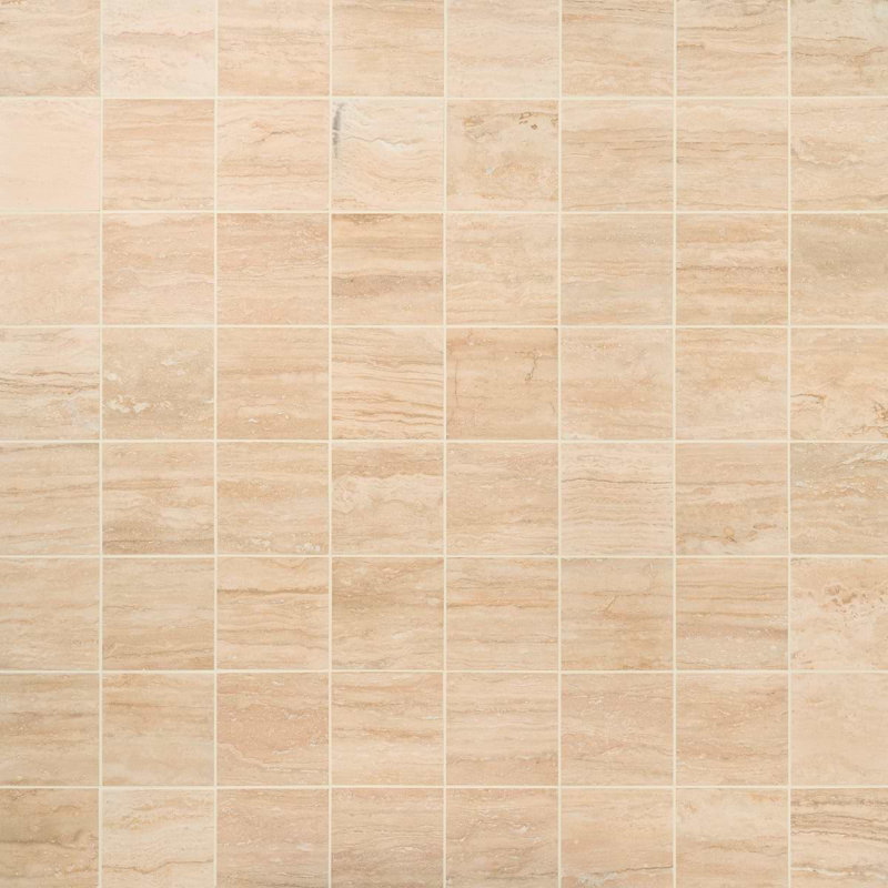 Travertine 6x6 Vein Cut Filled Honed Tile, Classic Honed