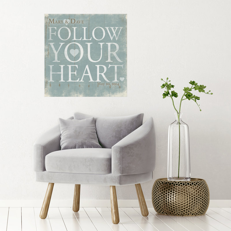 Décalcomanie murale personnalisée suivre votre coeur, H 24 po x l 24 po, Oui