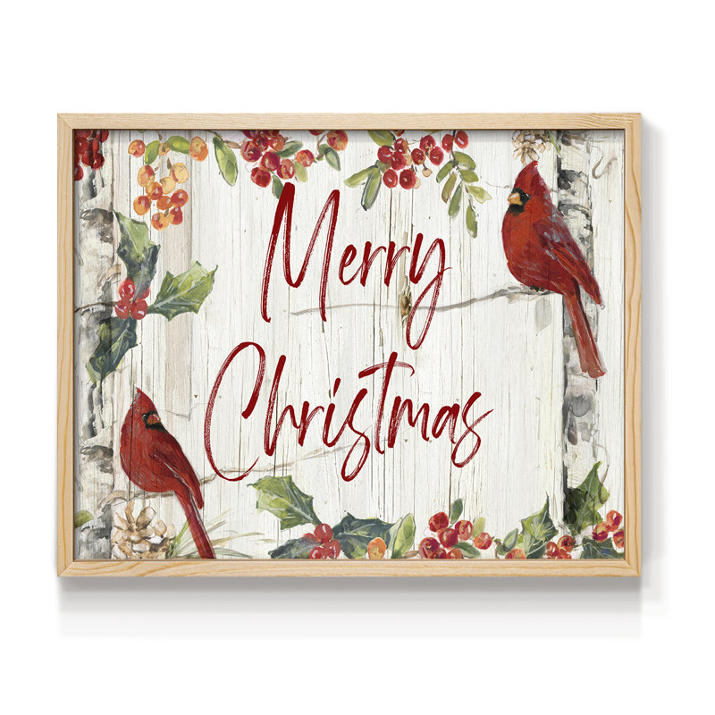 «Merry Christmas Cardinals», impression encadrée, Naturel