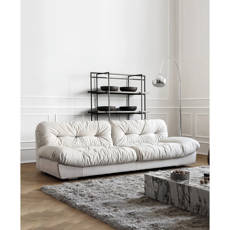 Canapé moderne de 87,7 po avec coussin blanc Samana