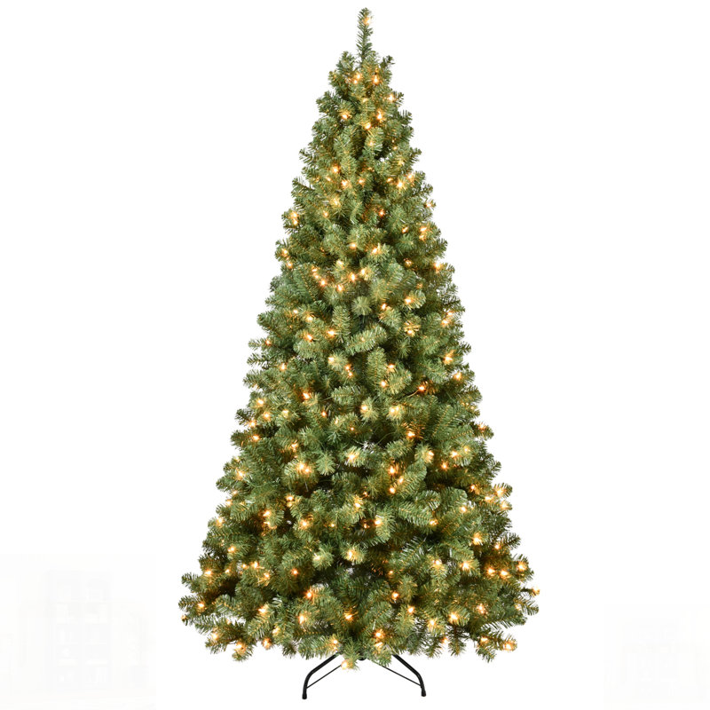 Arbre de Noël en PVC pré-éclairé avec lumières UL, fil mémoire dépliable automatiquement, assemblage facile avec support en métal stable - arbre de Noël artificiel complet