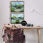  Abstraction avec détails verts, ensemble de 2 toiles flottantes encadrées par Victoria Barnes-989768810-989768805