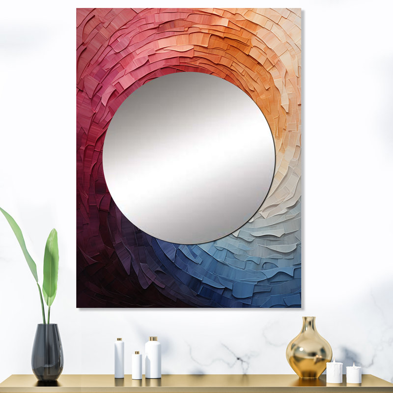 Colorful Rainbow Wave I - miroir mural unique en arc-en-ciel, miroir traditionnel, impression sur métal, 40 po x 30 po