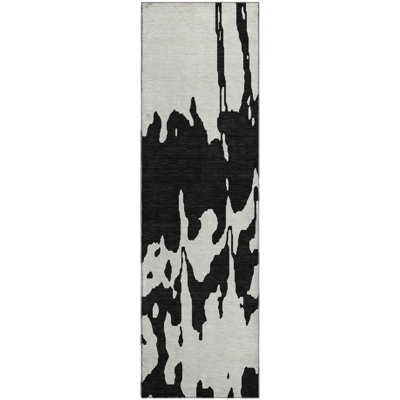 Premium Machine Washable Prisco Black Rug