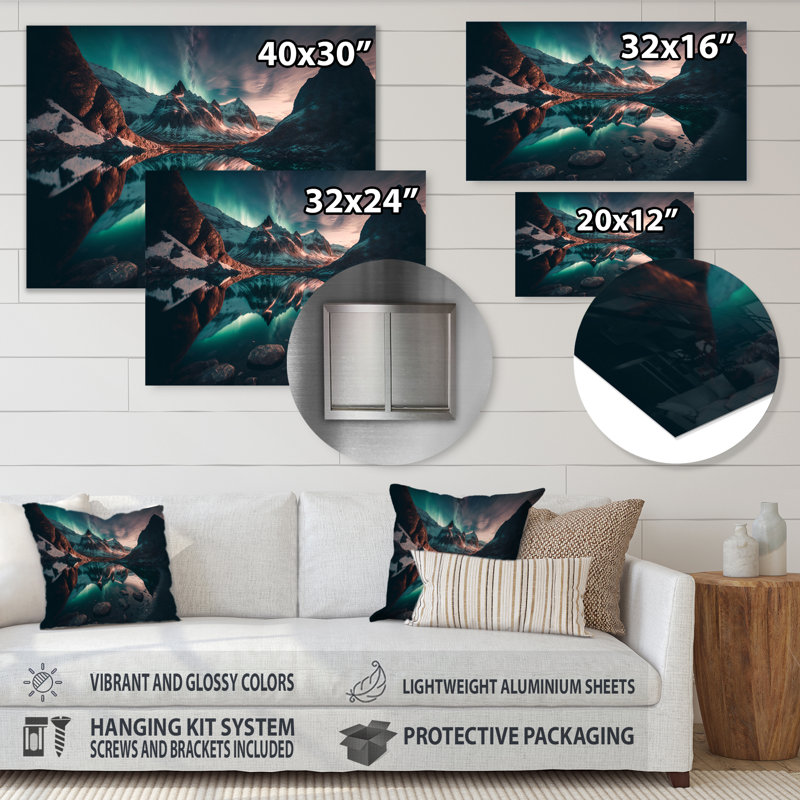 Décoration murale aurores boréales magiques aurores boréales, H 30 po x l 40 po x P 1 po