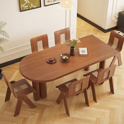 Bureau d'écriture brun en bois massif demi-cercle