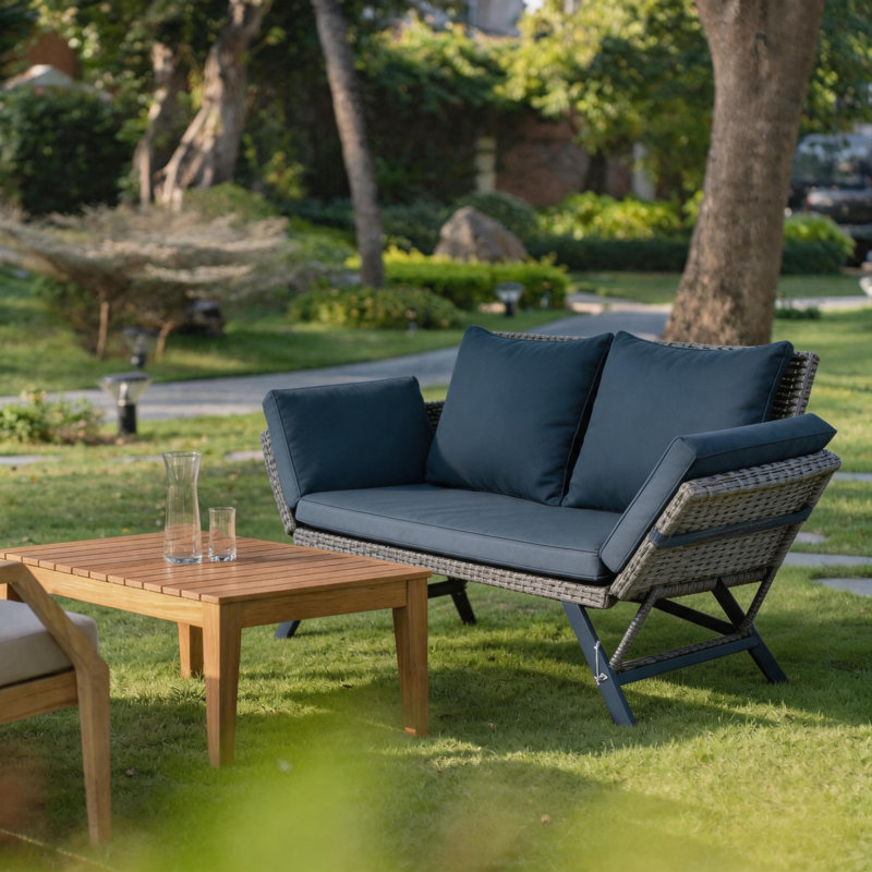 1 PCS Patio Wicker Side Foldable Bench