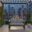 Causeuse de terrasse 52 po toutes saisons en métal avec coussins gris épais et structure grise