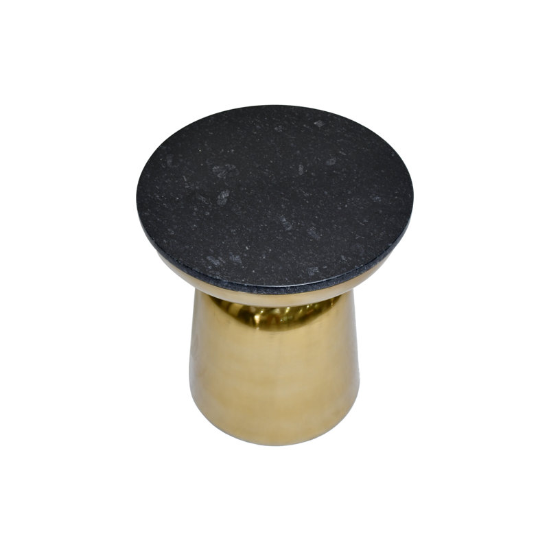 Table d'appoint Modern Luxe avec plateau en granite, Doré