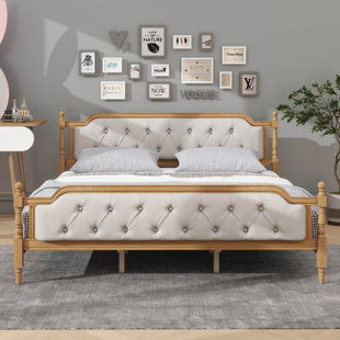 Timeless Bed Frame Highlighting A Button-Tufted Upholstered Headboard
